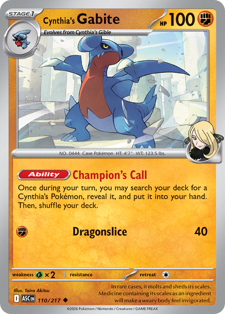 Cynthia's Gabite card scan