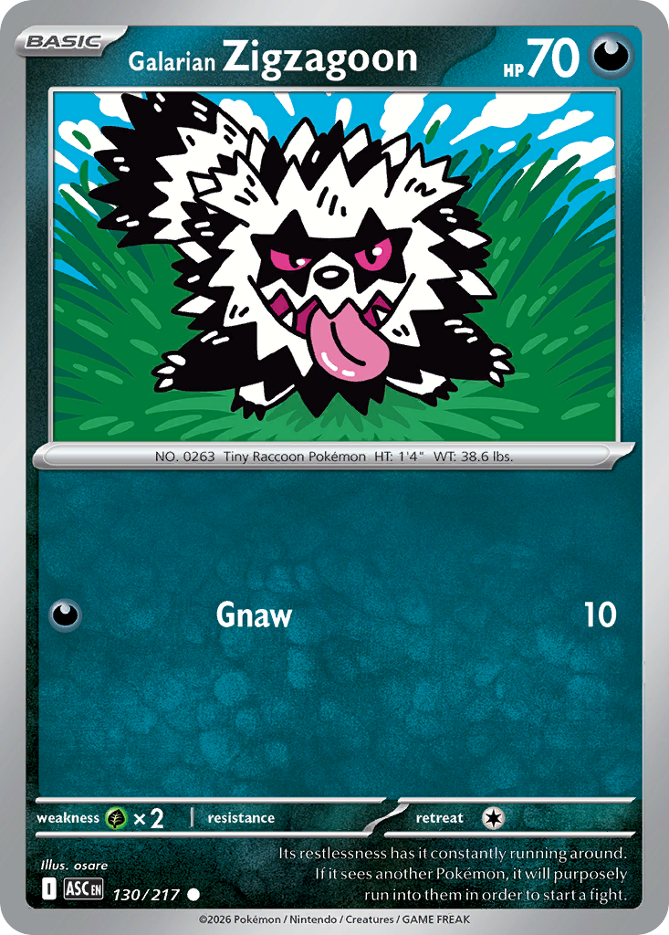 Galarian Zigzagoon card scan
